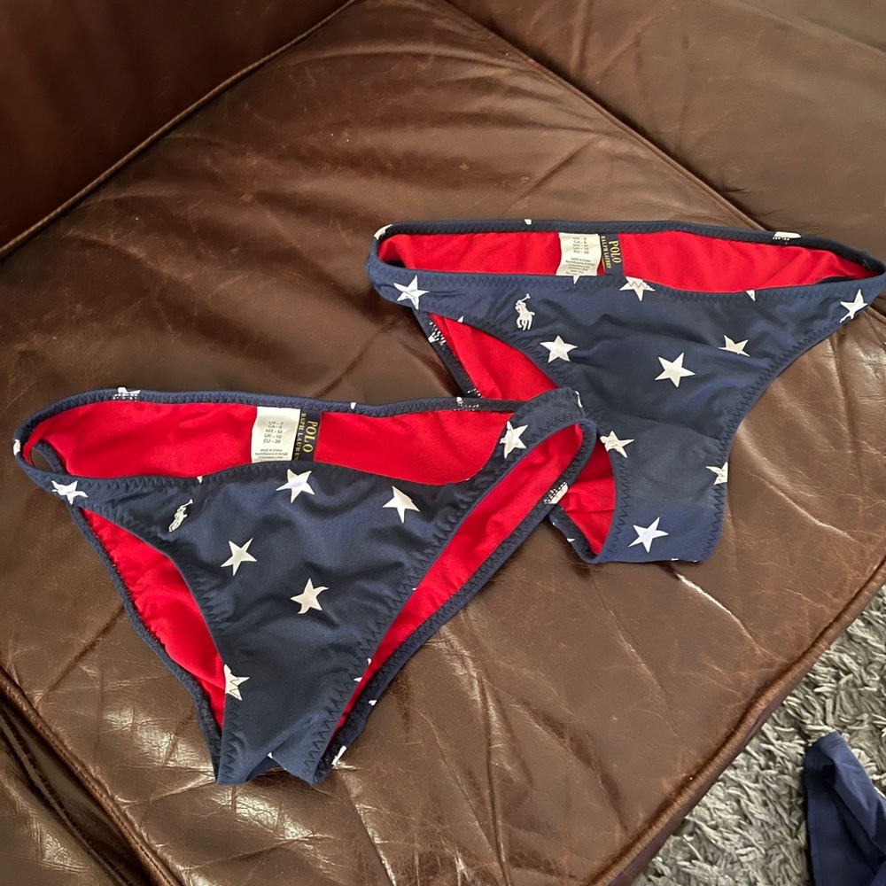 NWNT 2 Polo small bikini bottom US Flag design